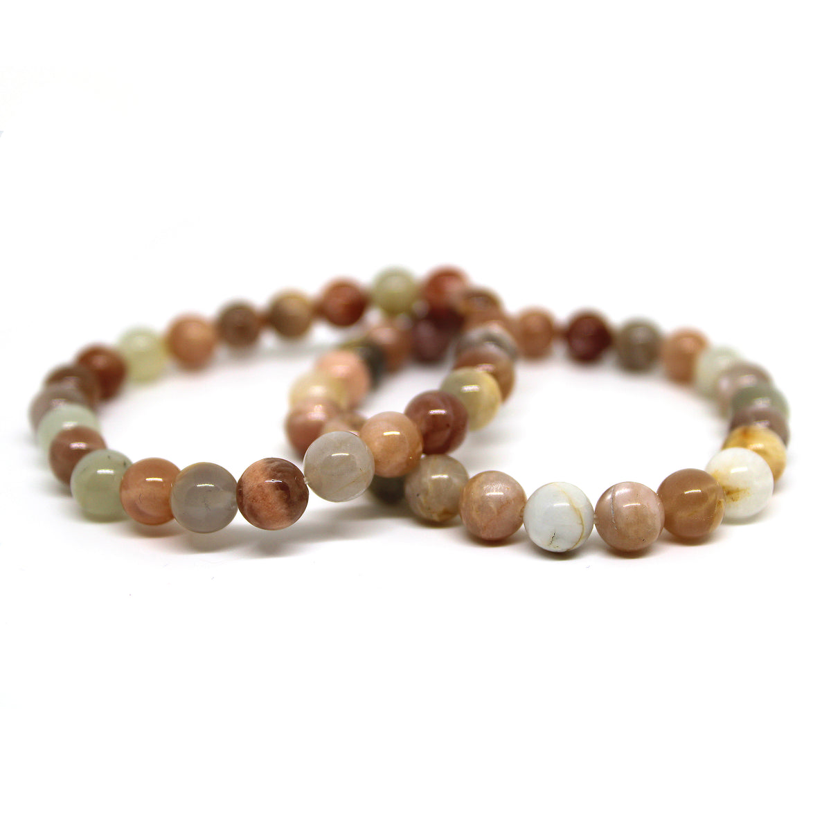 Bracelet Chakra En Pierre De Lune Naturelle 6-10mm - Fait Main Ajustable - Blanc Arc-en-ciel - Pierre Non Traitée De Sri Lanka/Inde