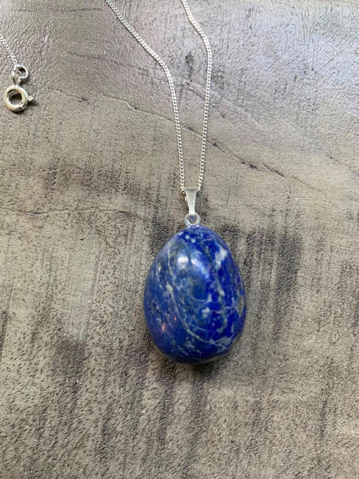 Collier pendentif Lapis Lazuli pierre roulée